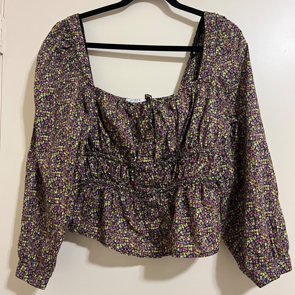 J Crew Liberty Womens Floral Peasant Top 14 Smocked Cottage Romantic Milkmaid